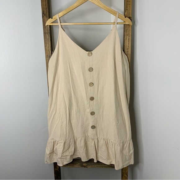 As U Wish Beige Button-Down Sleeveless Dress XL - Picture 1 of 4